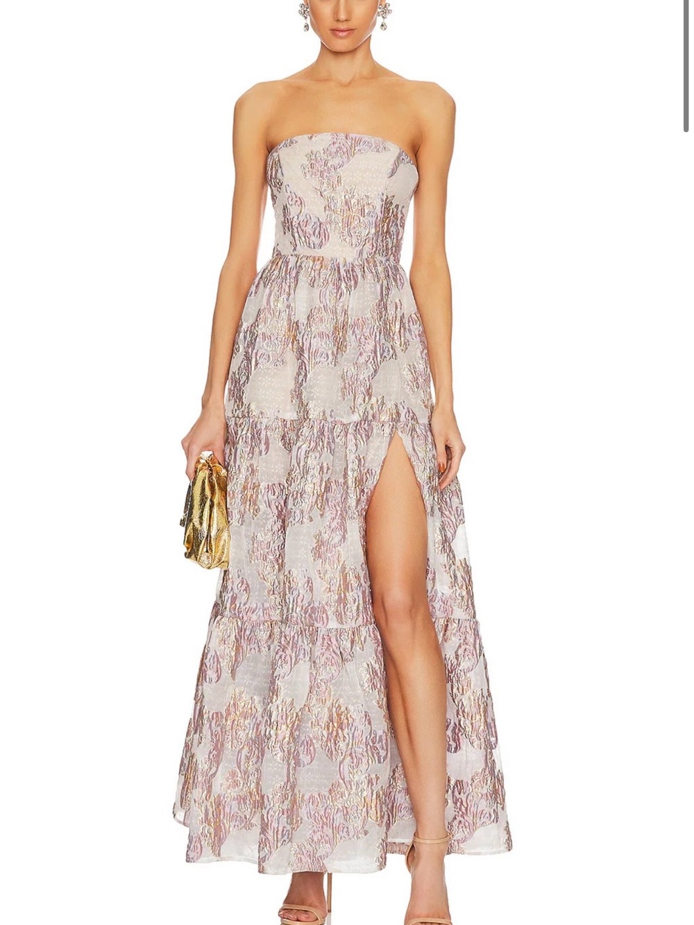 NWT Elliatt Strapless Maxi Dress in Blush and Gold Halite Maxi Dress in Pink